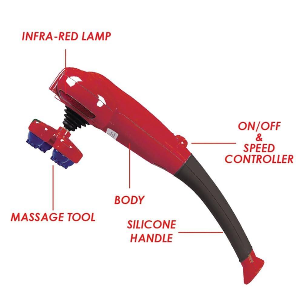 Generic RKF 8 in 1 Magic Corded Electric Massager Complete Body Head Neck Shoulder Back Leg Foot Pain Relief For Men Women For Fat Reduction Joint Pains From Directly To Plug In (Red Colour)