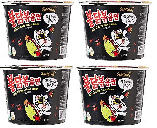 Sam Yang Samyang Big Bowl Stir Fried Hot Chicken Flavour Raman Cup Noodle, 105mg*4 Pack (Pack of 4) (Imported)
