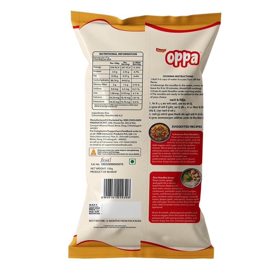 Oppa Oppa Rice Hakka Noodles - 150 gm x 5, Naturally Gluten Free Noodles, No Maida, No Preservatives