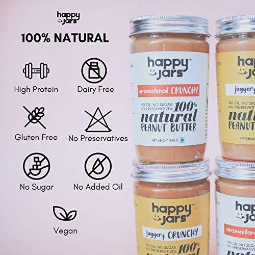 Happy Jars Happy Jars Jaggery Crunchy Peanut Butter (290g) | High Protein | 100% Java Peanuts | Organic Jaggery | Natural Ingredients | No Refined Sugar