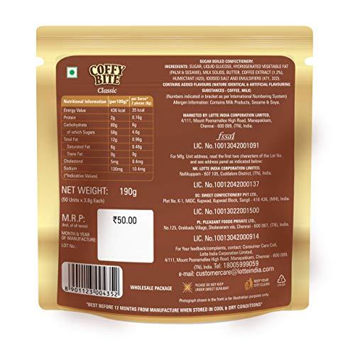 Lotte Lotte Coffy Bite Standee Pouch (50 Pieces) - 190g Lotte Coffy Bite Toffees - Classic, 209g