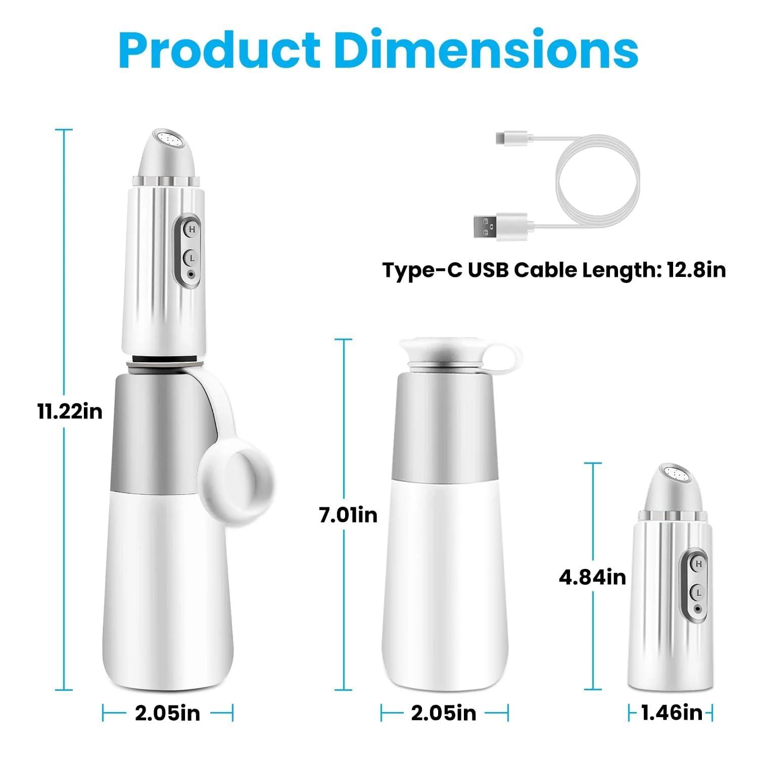 DOCAT DOCAT Handheld Portable Bidet Spray Bottle for Toilet Retractable Bidet Angled Nozzle Jet Spray for Personal Hygiene Care with 2 Nozzles and Travel Pouch Bag (4 Modes Electric)