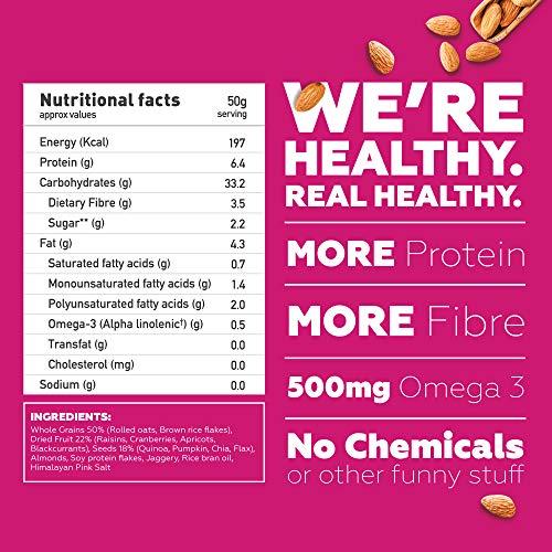 Yogabar Yogabar Muesli Fruit and Nuts - Wholegrain Breakfast Cereals with Oats and Dry Fruits, High in Omega 3, Gluten Free Vegan Granola with Chia and Flax Seeds (400g - Pack of 2)