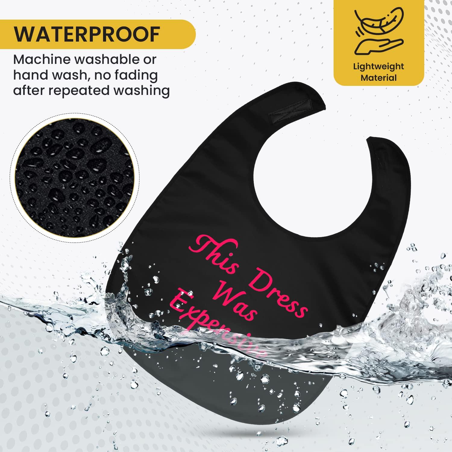 Vicoohome Funny Adult Bibs for Women - for Men Washable Dad Humor Bibs for Eating Dining Bridal Clothing Protectors Wedding Gifts Gag Gift (This Dress Was Expensive)