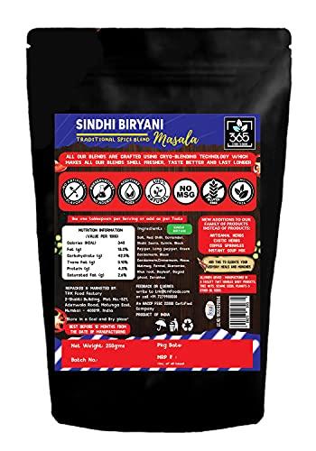 365 STORE TO DOOR 365 STORE TO DOOR Indian Spice – Sindhi Biryani Masala, 250 gm. | Homemade Powdered | for Healthy Cooking | Ready to use | All Seasonings Spices | Pure & Hygiene | Spice Mix – Pack of 1