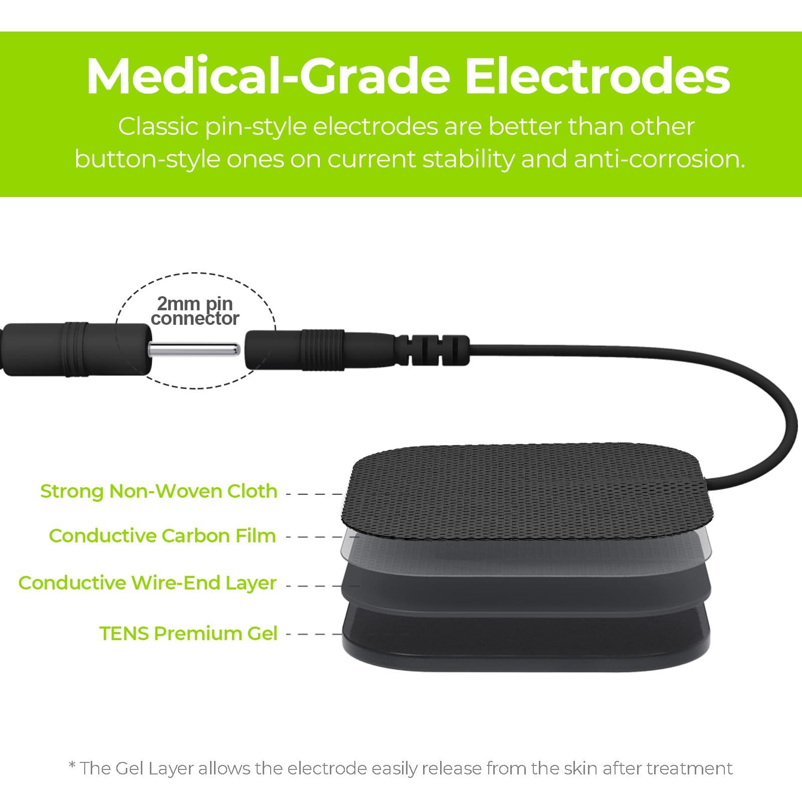 AUVON AUVON TENS Unit Pads 2X2 20 Pcs, 3rd Gen Latex-Free Replacement Pads Electrode Patches with Upgraded Self-Stick Performance and Non-Irritating Design for Electrotherapy (Black)