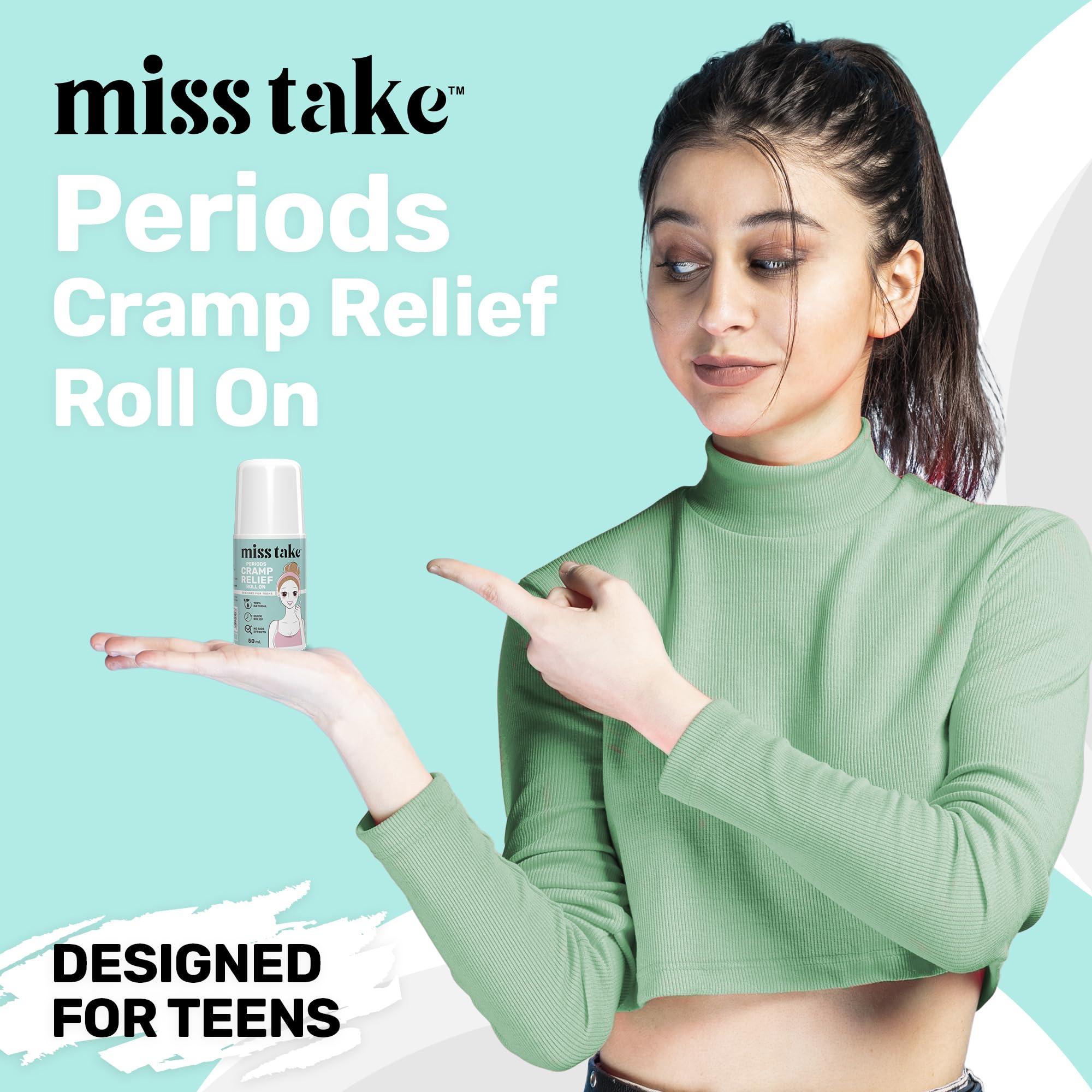 MISS TAKE MISS TAKE Teen Period Cramp Relief Roll On | Product for Period Pain Relief | Pure And Natural Pain Reliever, Say No to Machine, Patches, Oil & Device - 50 ML