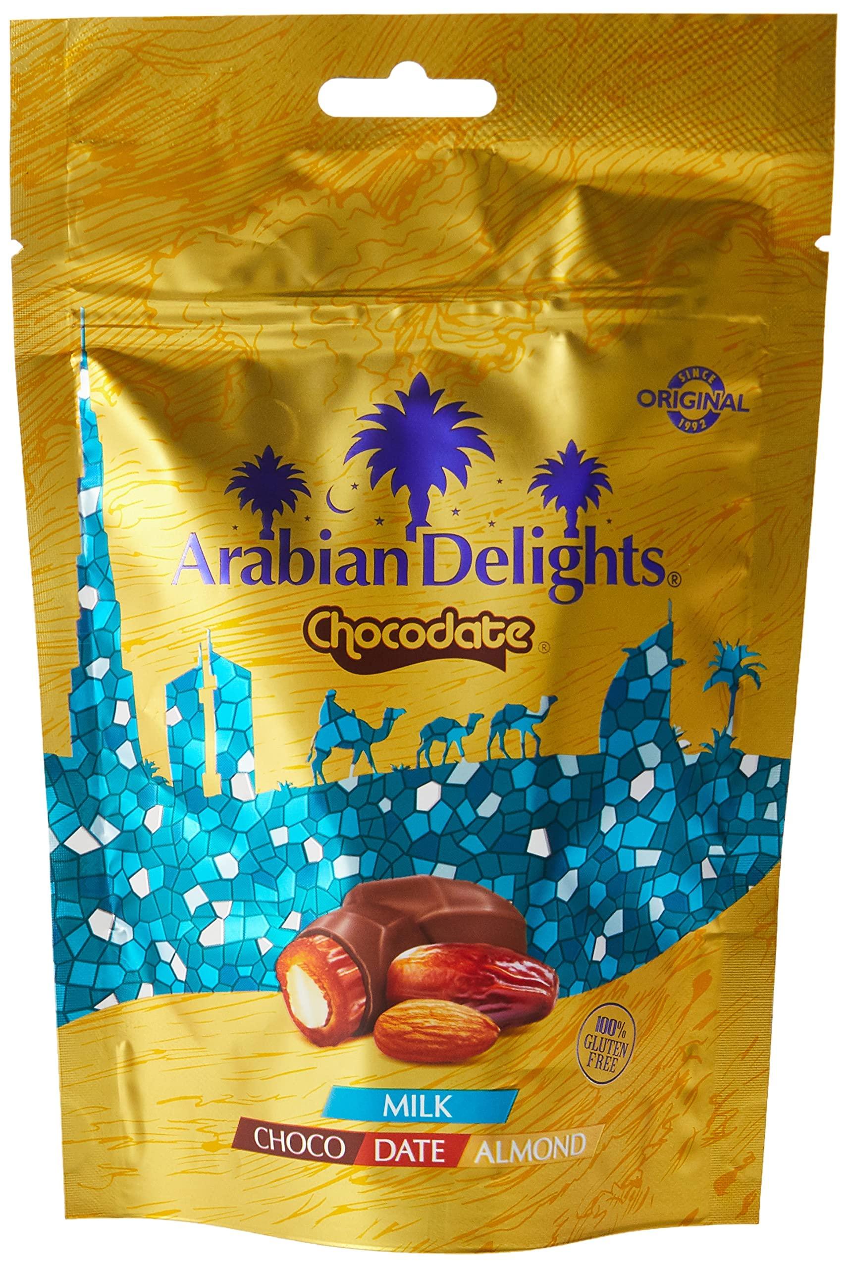 Generic Arabian Delight Chocodate Arabian Date Stuffed With A Golden Roasted Almond & Covered With Milk Chocolate 90g