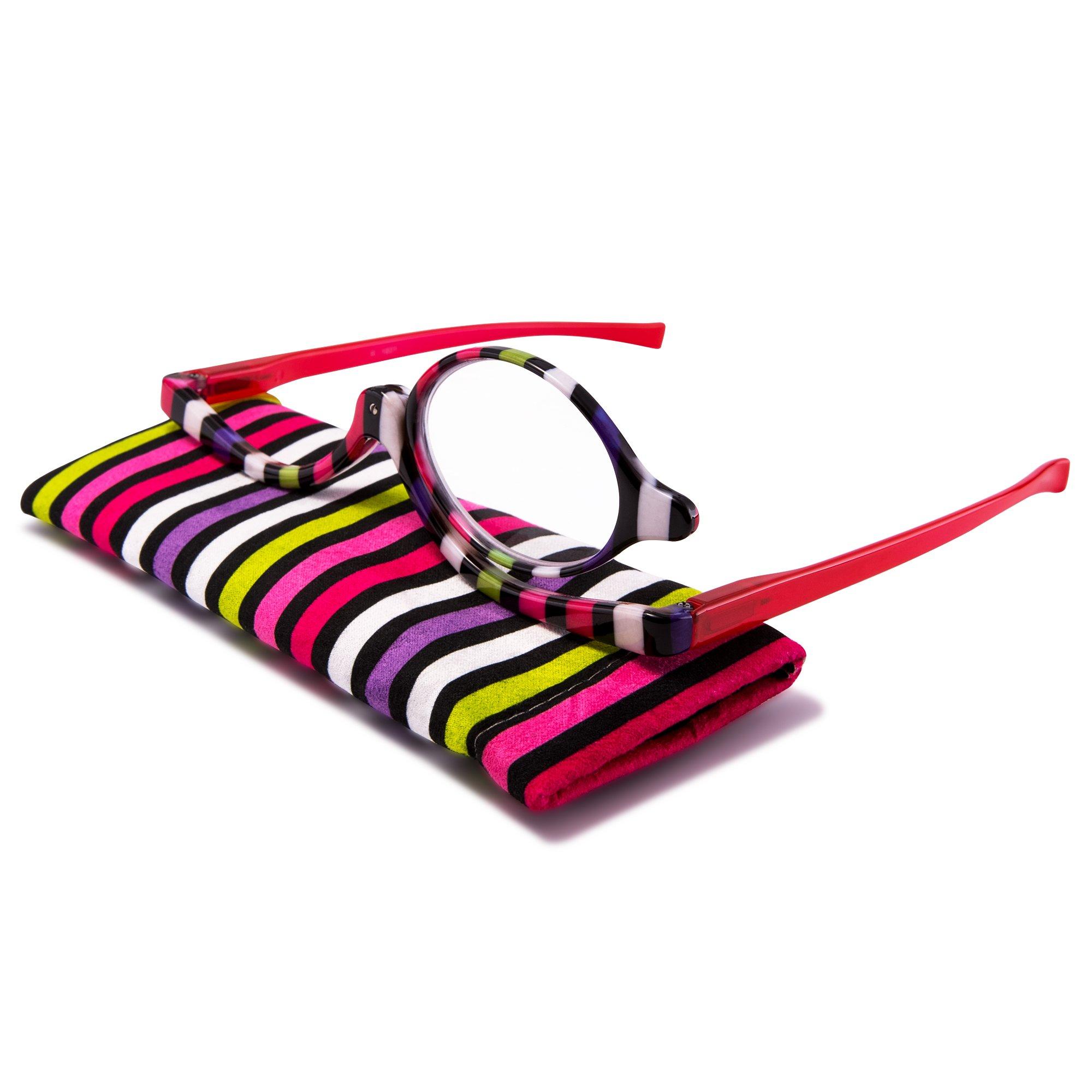 EYEGUARD EYEGUARD Readers 2 Pack Magnifying Makeup Glasses Eye Make Up Spectacles Flip Down Lens Folding Cosmetic Womens Reading Glasses +2.00