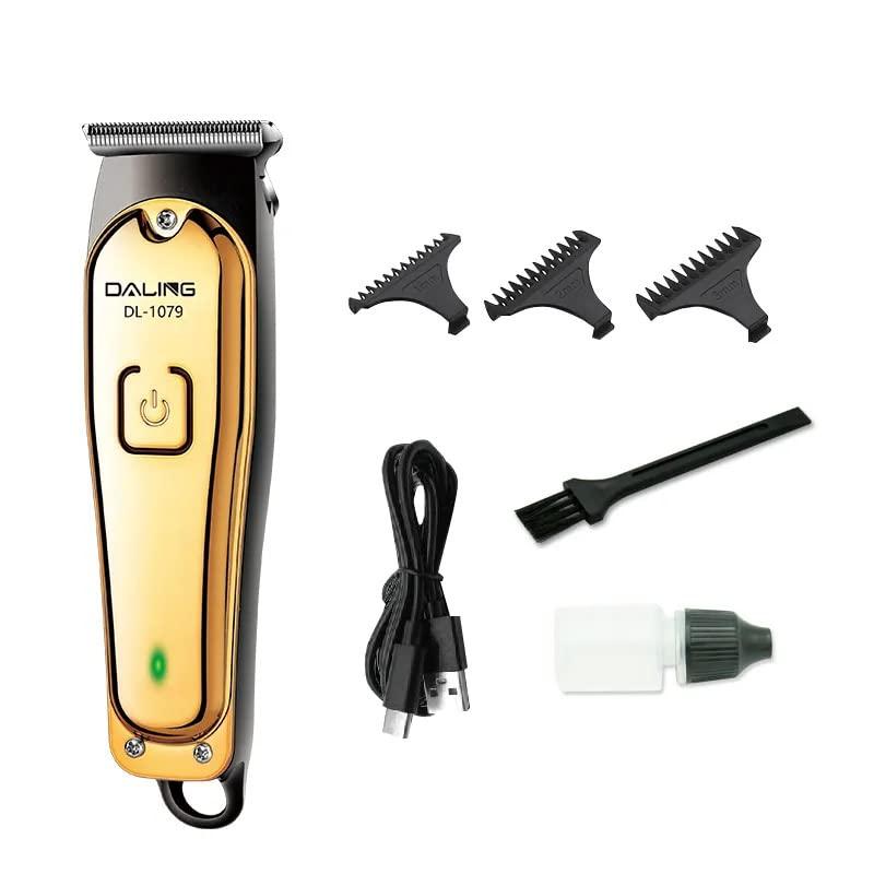 DALING DALING Professional Rechargeable Electric Hair Trimmer for Men with Carbon Steel Cutter - (Gold)