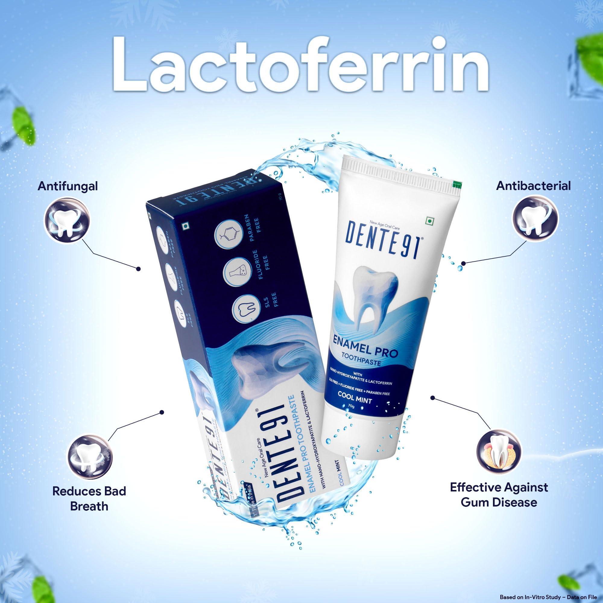 DENTE91 Dente91 Enamel Pro Toothpaste| Sensitivity Relief | Repairs Cavities | Fights Gum Disease | Reduces Bad Breath | Strengthens Enamel | SLS Free | Fluoride Free | Paraben Free | Pack of 2, 2 X 70g