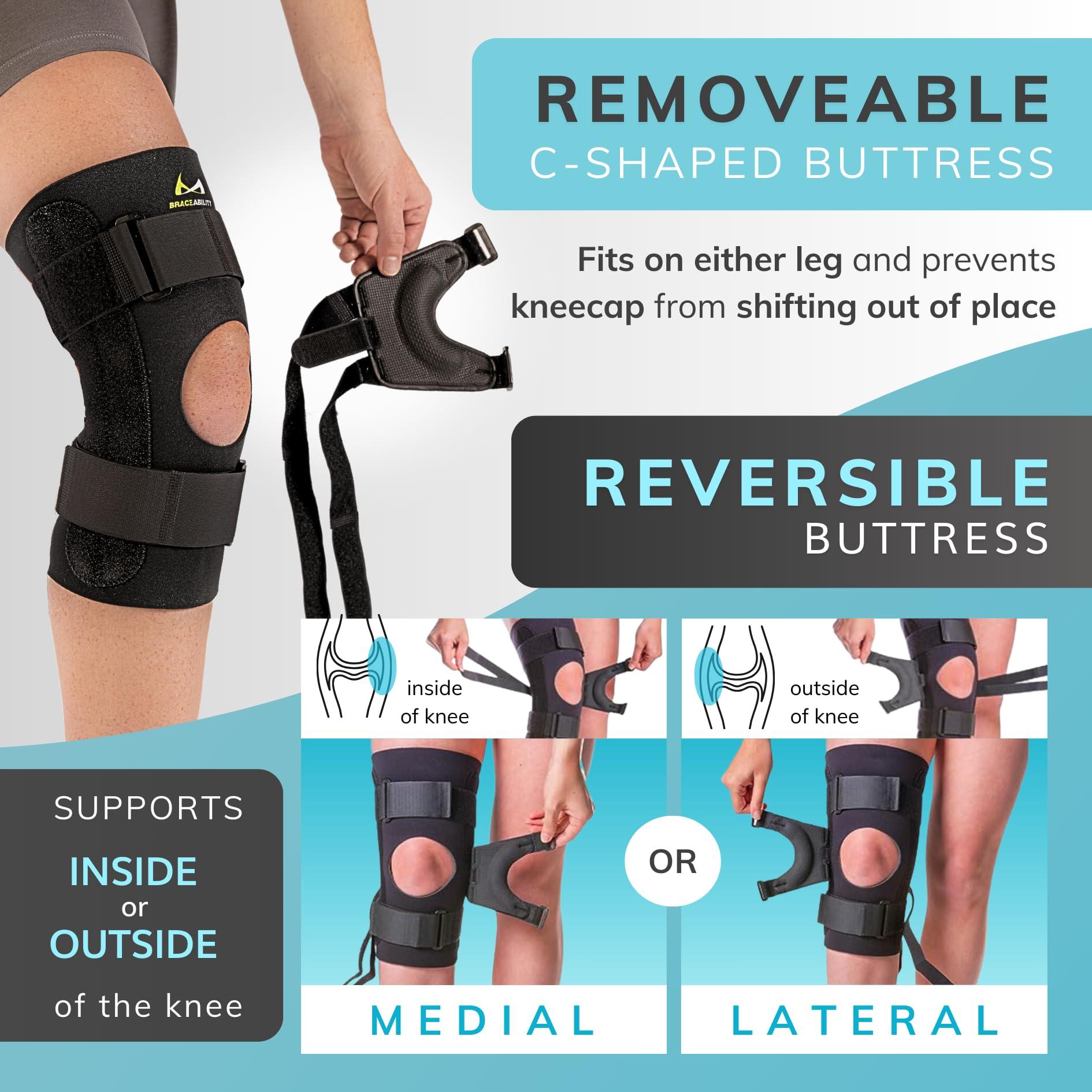 BraceAbility BraceAbility J Patella Knee Brace - Lateral Patellar Stabilizer with Medial and J-Lat Support Straps for Dislocation, Subluxation, Patellofemoral Pain, Left or Right Kneecap Tracking (3XL)