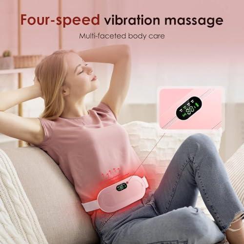 ZEXREL ZEXREL Period Cramp Relief Massager & Heating Pad for Period Cramps Portable Cordless Periods Cramps Relief Machine 3-Temp. & 4-Massage Mode Fast Heating Menstrual Period Pain Relief Device for Women (Periods Relief)