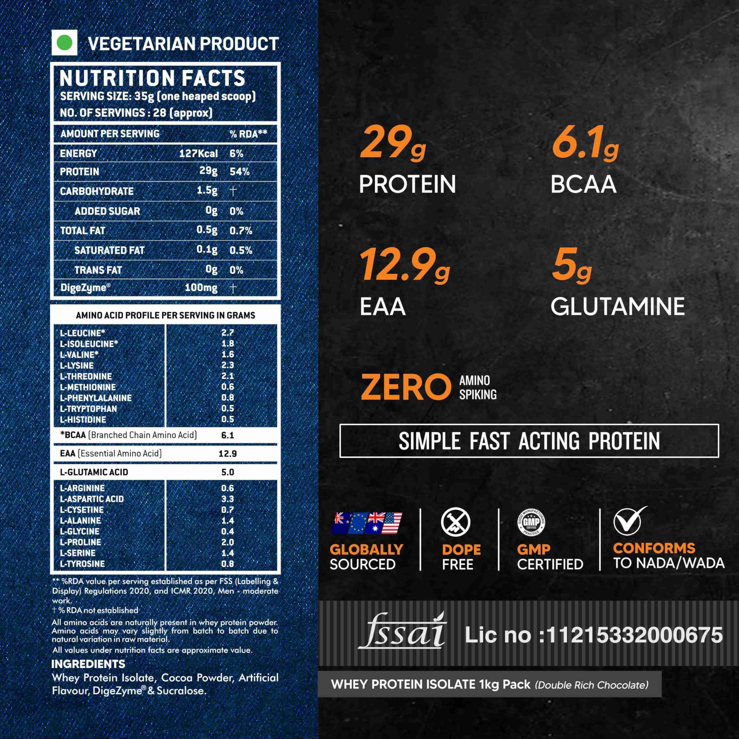 Asitis Nutrition AS-IT-IS ATOM Whey Protein Isolate 1kg | 30g protein, 6.1g BCAA & 13g EAA | Ultra Pure-Fast Acting Protein | Double Rich Chocolate Flavor