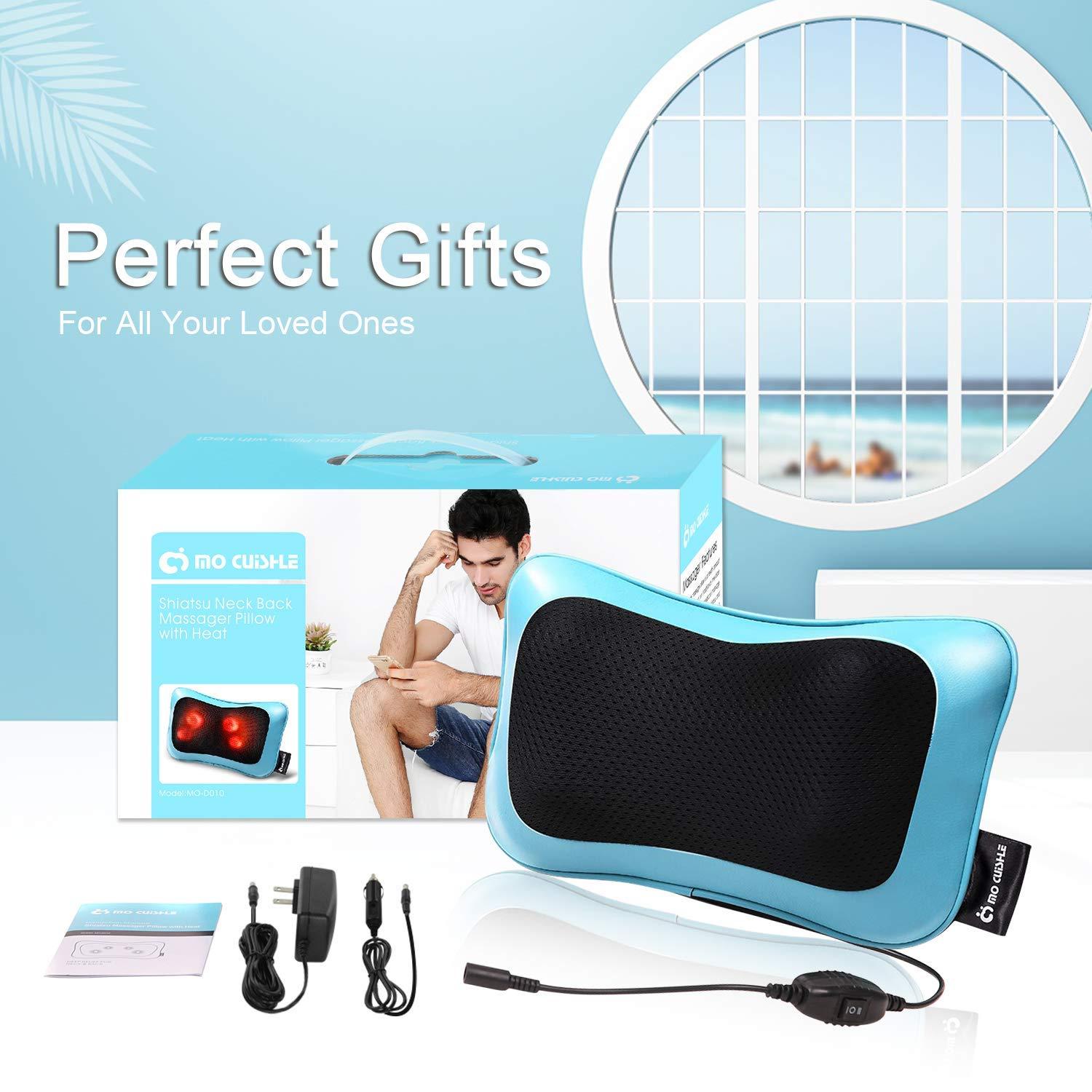 Mo Cuishle Shiatsu Neck Back Massager Pillow with Heat - Deep Tissue Kneading Massage for Back
