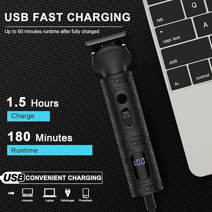 Scttomon Scttomon Beard Trimmer for Men Professional Mens Beard Grooming Kit T-Blade Trimmer Razor Nose Body Trimmer Hair Cutting Kit Cordless 7 in 1 Black