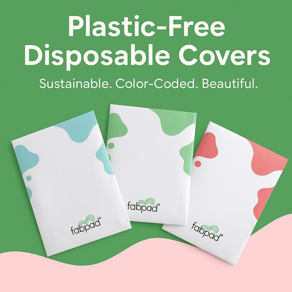 FabPad FabPad Organic Cotton Ultra Thin Rash Free Biodegradable Eco-Friendly Sanitary Pads Period Napkins with Disposable Cover (Medium Flow, Pack of 12)