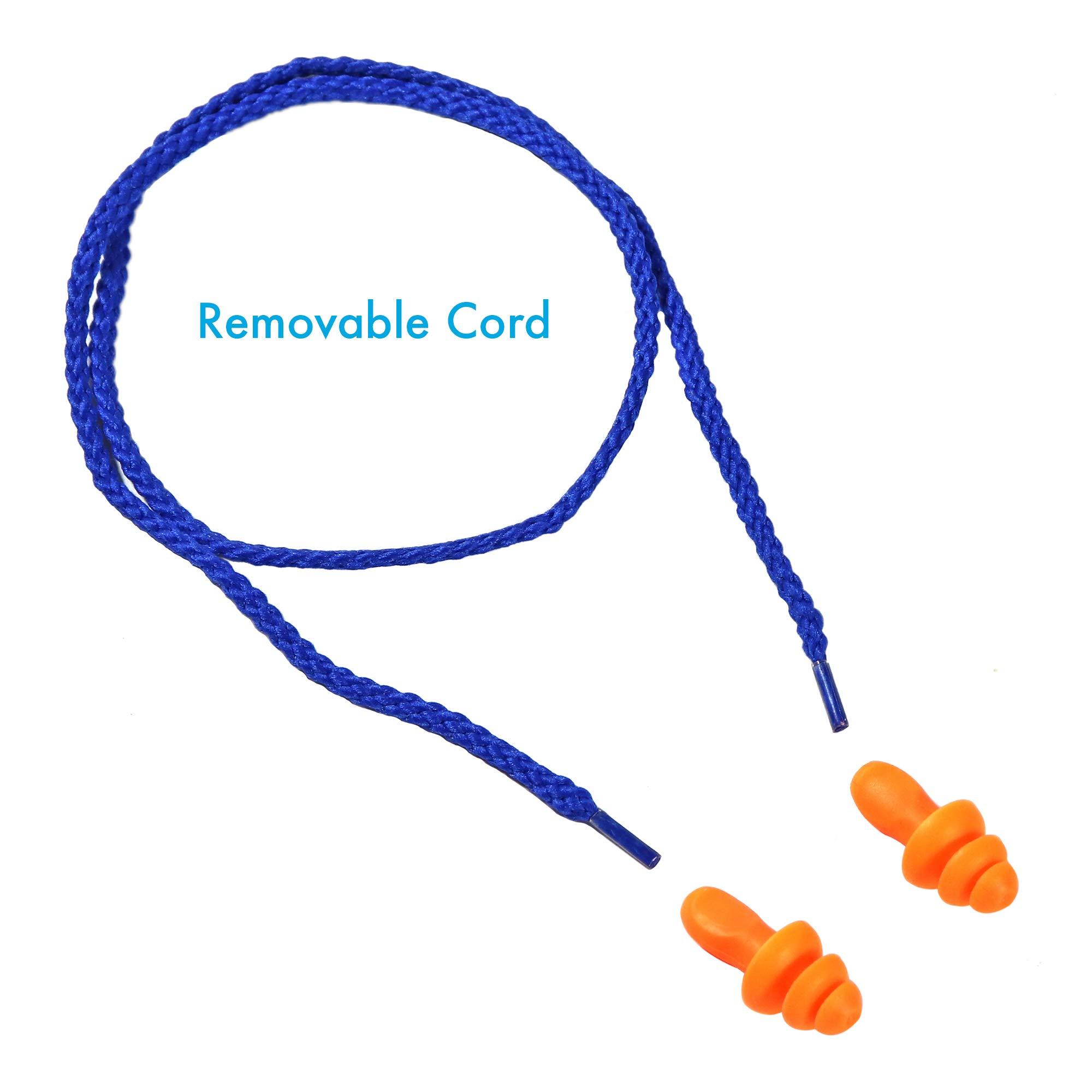 Millennial Essentials 25 Pairs Corded Ear Plugs Soft Silicone Reusable Earplugs Noise Cancelling for Hearing Protection, Sleeping (Blue)