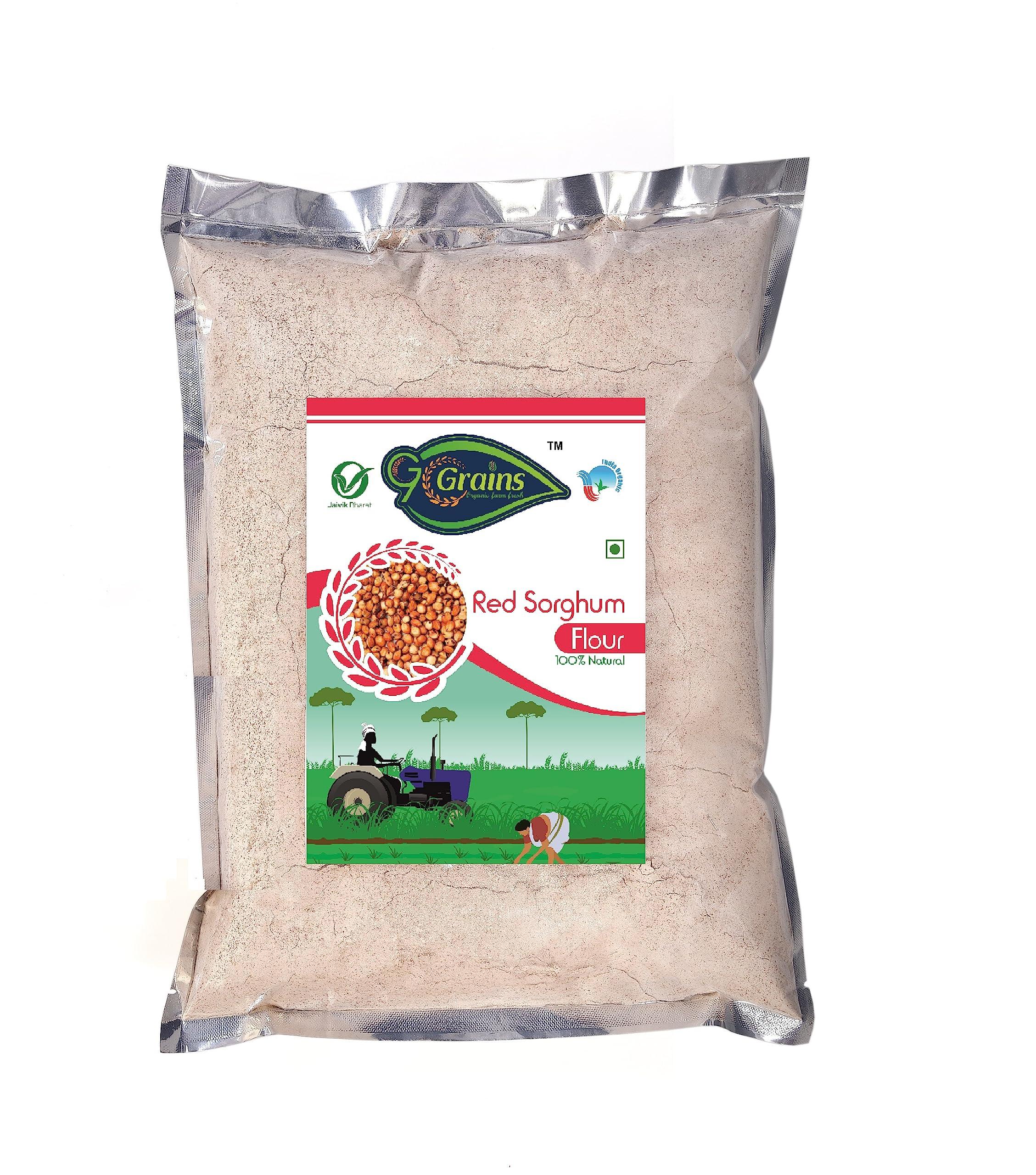 G7 GRAINS RED SORGHUM FLOUR (10 KG) for eating and cooking | lal juvar atta | Produce of India from Organic Farms | BY G7 GRAINS