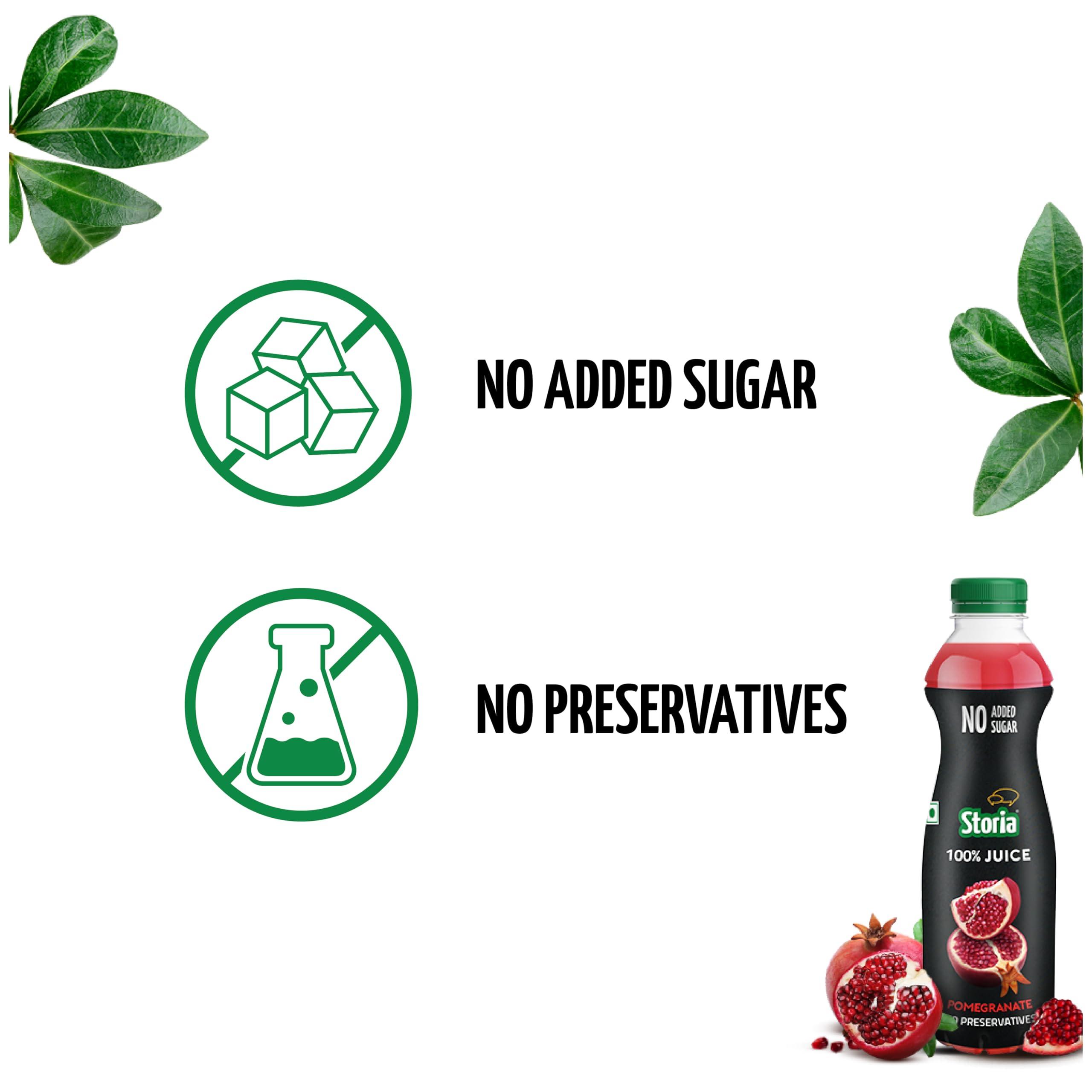 Storia Storia 100% Fruit Juice- Pomegranate- No Added Sugar & No Preservatives- 750 ml PET Bottle Pack of 2