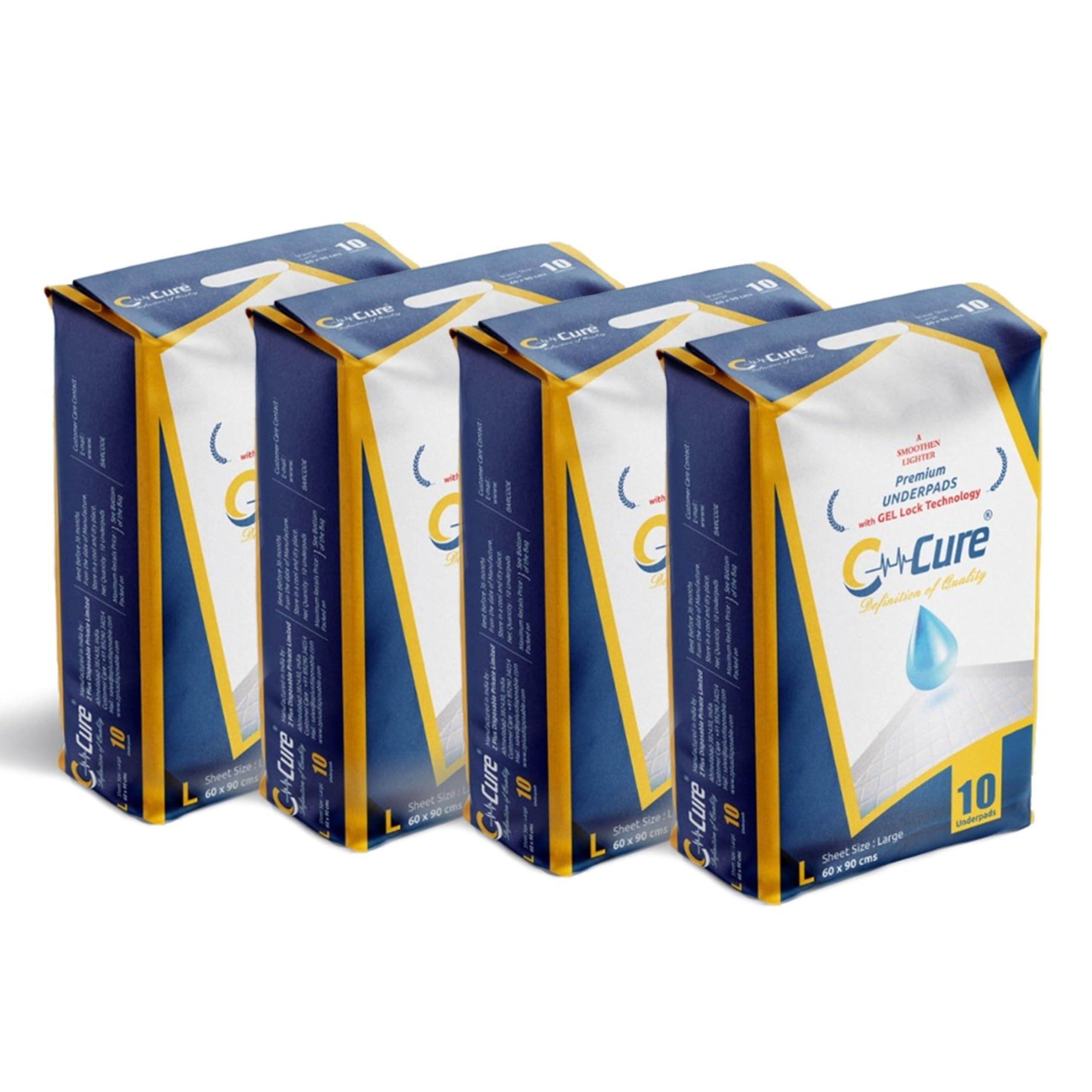 C- Cure Definition of Quality C-Cure Premium Disposable Underpads for baby and under sheet for adult patients. 60x90 Large bed pads essential bed ridden patient accessory Pack of 40 pcs
