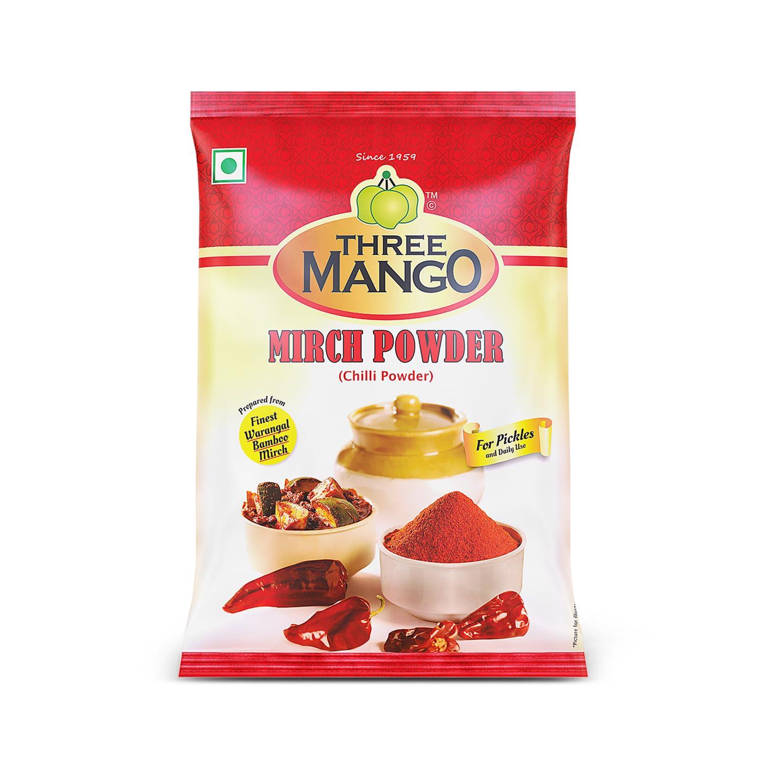 THREE MANGO Three Mango Mirch (Chilly) Powder | Rich In Flavour | No Added Colours | Natural And Authentic (200 Gramm)