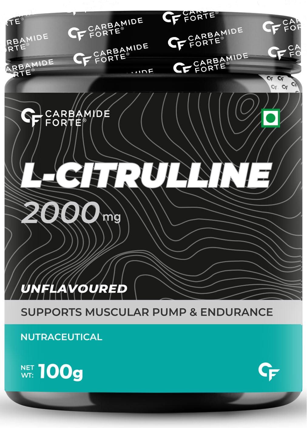 Carbamide Forte Carbamide Forte L Arginine 1000mg Supplement Per Serving - 120 Veg Capsules & L Citrulline Powder 2000mg - Unflavoured - 50 SERVINGS - 100g