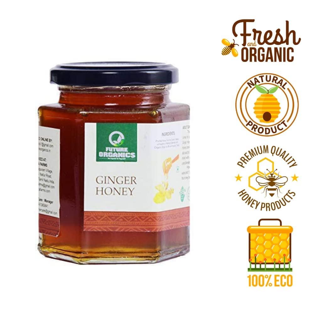 FUTURE ORGANICS –Eat Oragnic! Be Organic!! Future Organics Premium Honey with Ginger - 350 Gram | Delicious Honey Made with 100% Pure, Natural & Organic Ingredients | No Artificial Color | No Added Sugar
