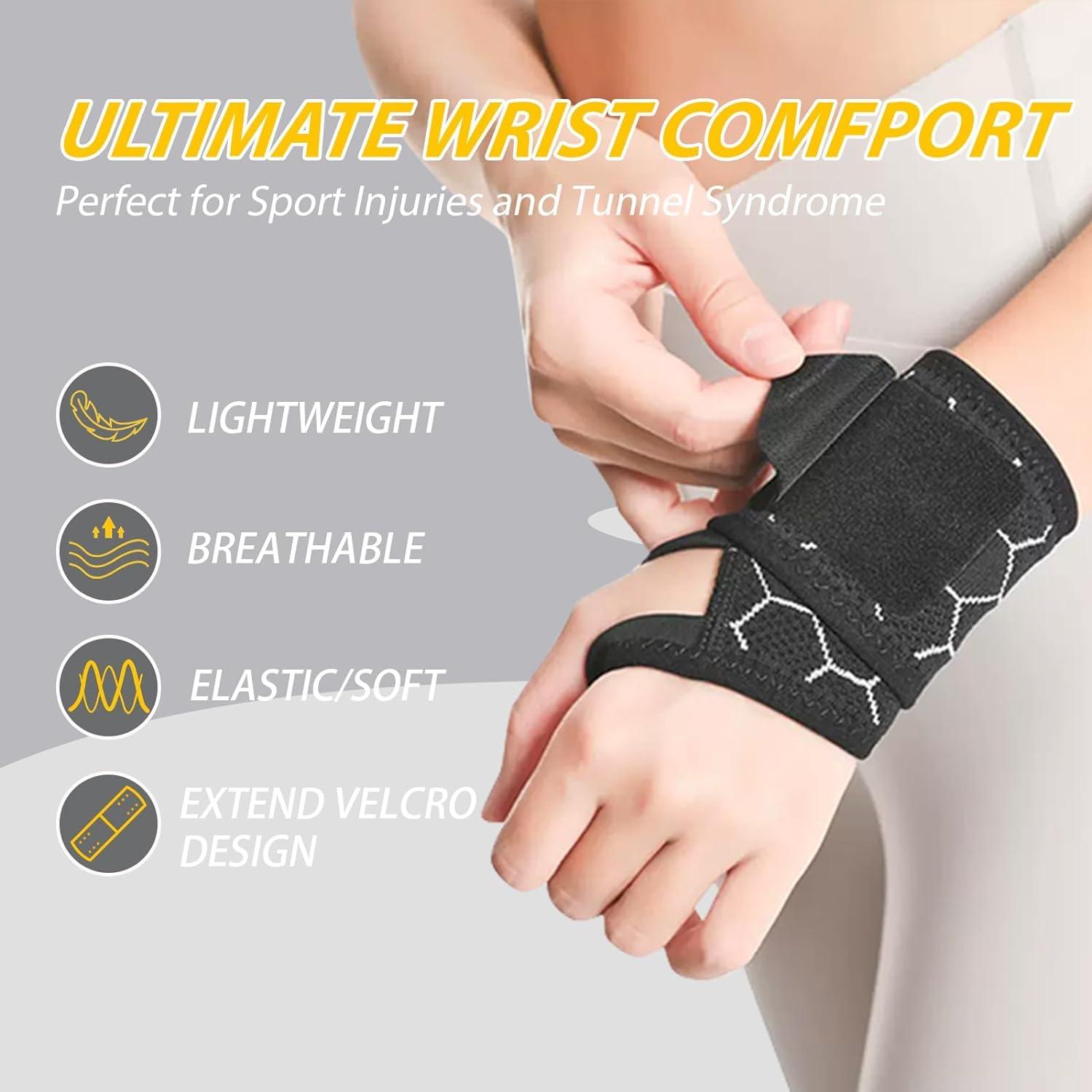 TOMATUS TOMATUS Wrist Brace Support for Carpal Tunnel, Adjustable Breathable Velcro Straps Wrist Wrap Band, Stabilizer for Tendonitis, Arthrits Pain Relieving Fit Right/Left Hand, Pink, Pack Of 2