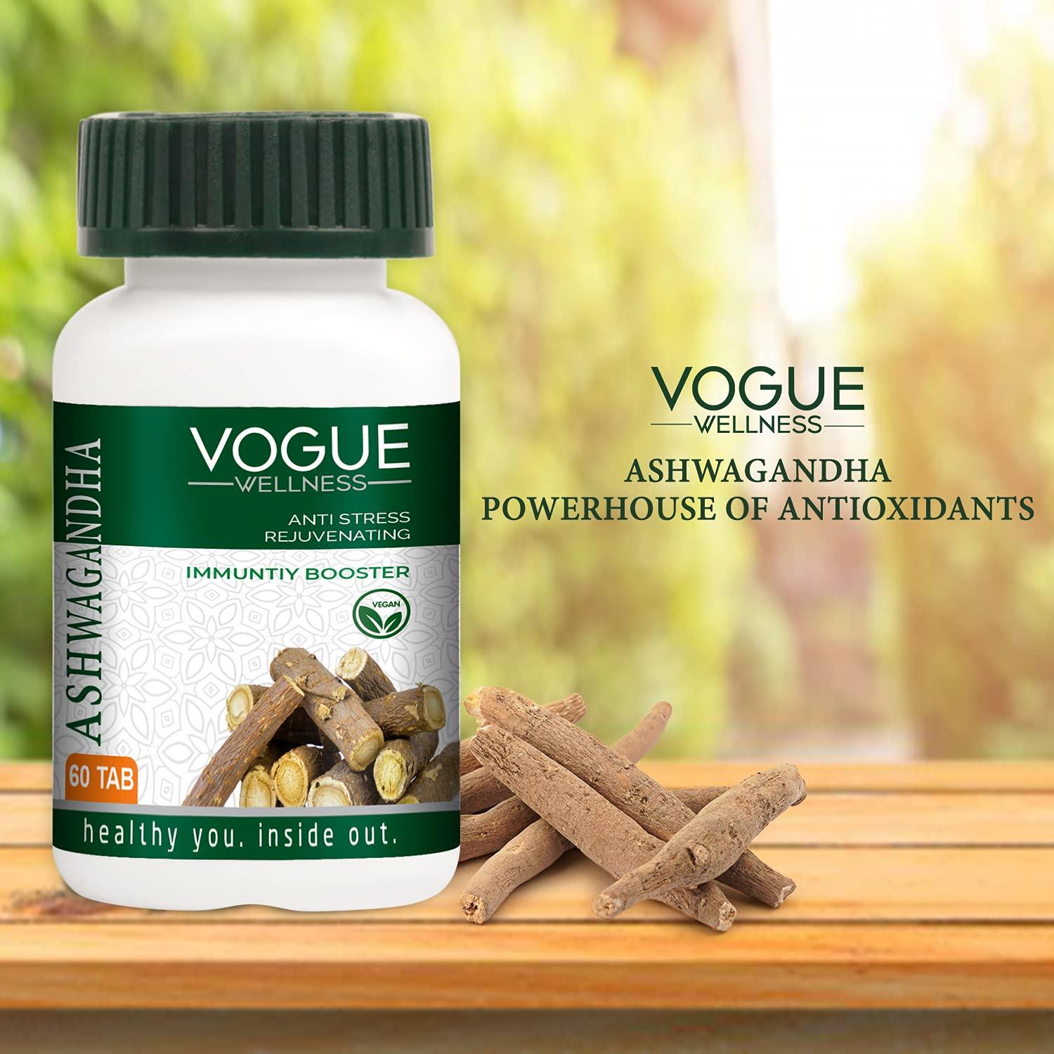 Vogue Vogue Wellness Ashwagandha Tablet for Anti Stress Rejuvenates Body & Immunity Booster Tablets - 60 Tablets-pack of 3