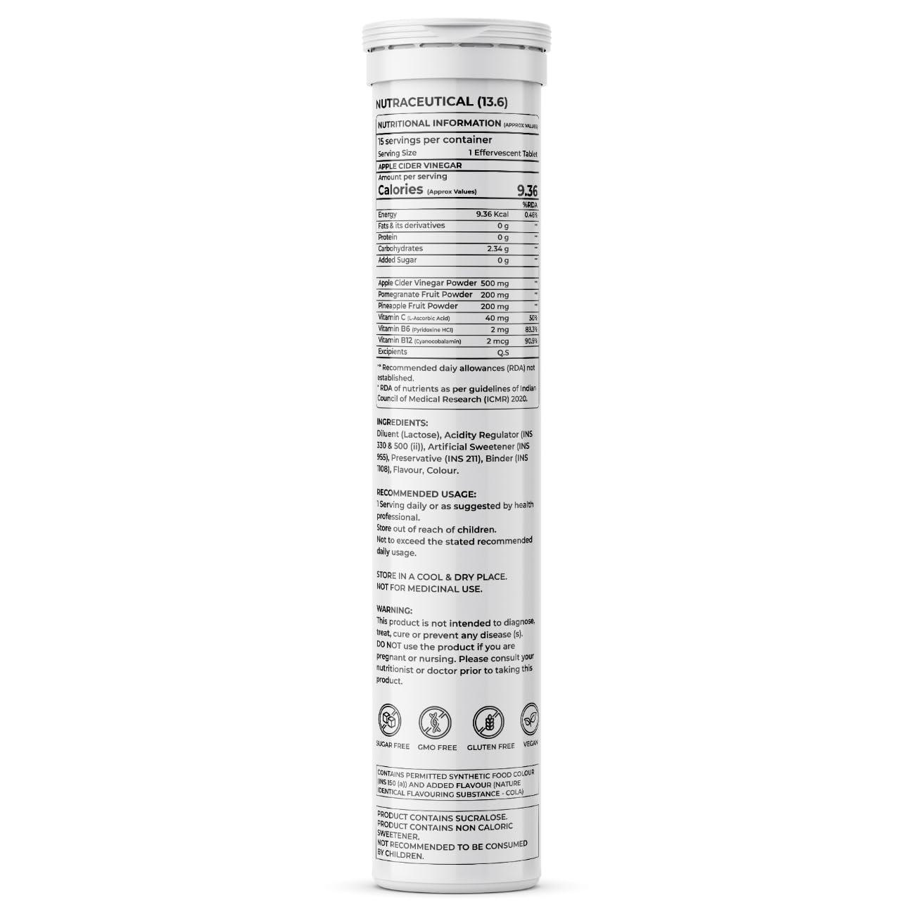 Boldfit Boldfit Apple Cider Vinegar Tablets With Mother Acv Effervescent Tablets For Immunity, Digestion, Acv Tablets Acv Apple Cider Vinegar Tablet With Cola Flavor-(Pack Of 4) 60 Tablets