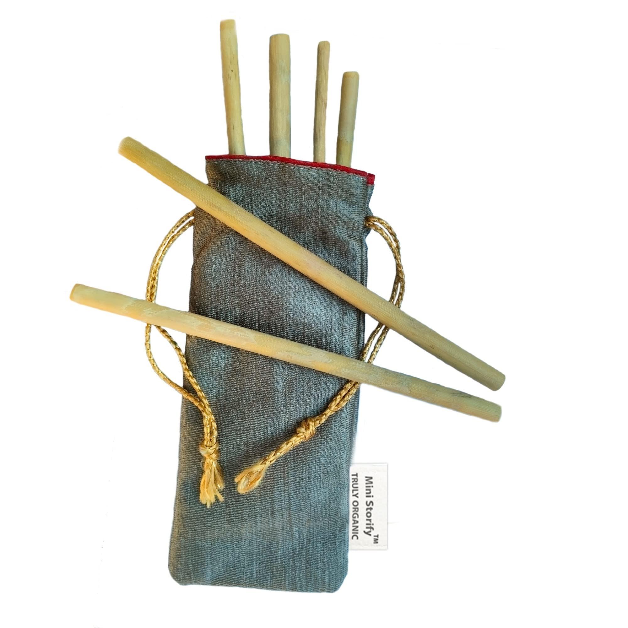 Mini Storify Truly Organic Mini Storify Truly Organic Bamboo Straws for Drinking juices and Smoothies and Also Suitable for hot Drinks Coffe and Tea (8 inch) .4 pcs