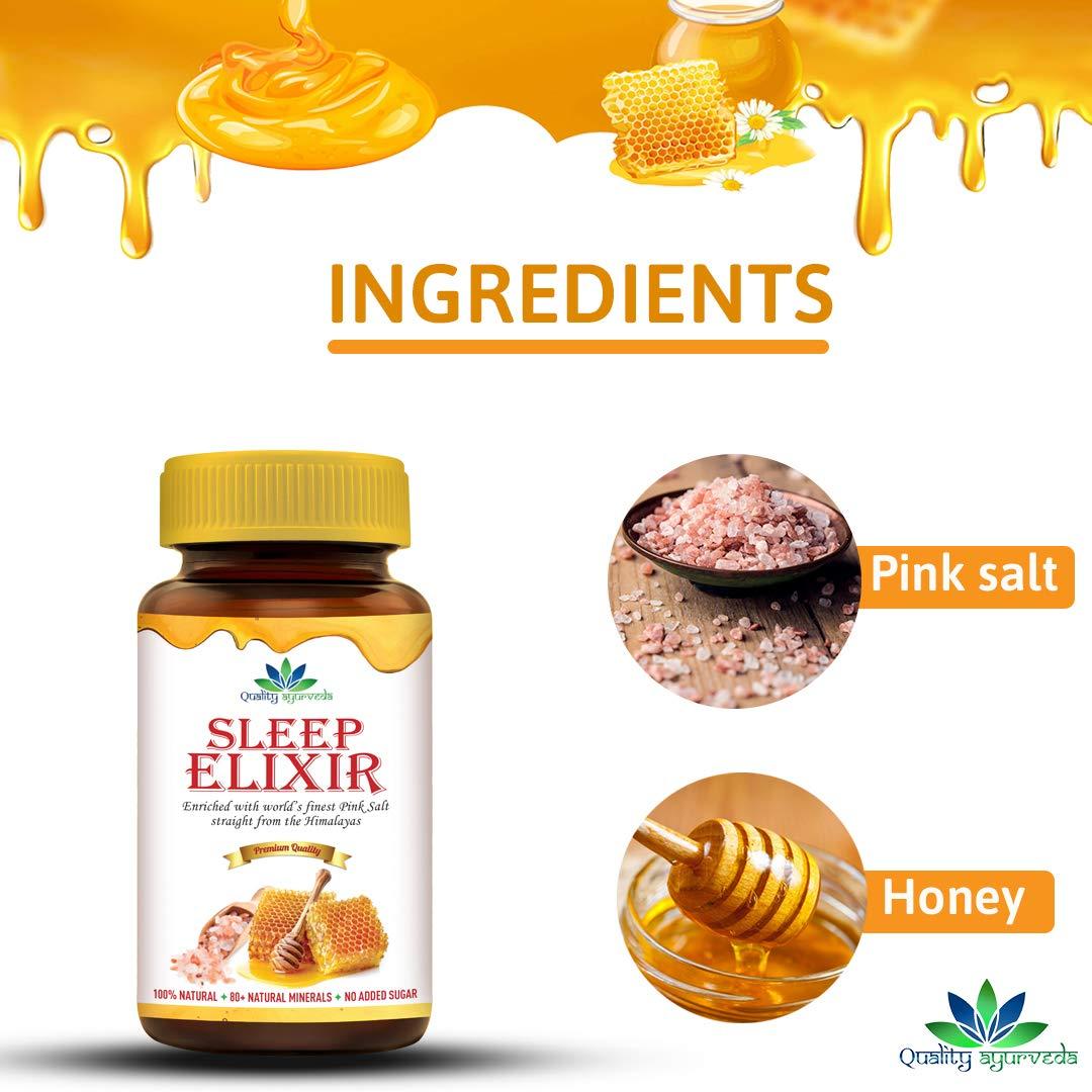 Quality Ayurveda Quality Ayurveda Sleep Elixir Raw Honey With Pink Himalayan Salt For Better & Sound Sleep Pack of 3