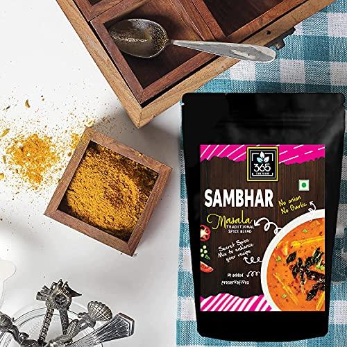 365 STORE TO DOOR 365 STORE TO DOOR Indian Spice - Jain Sambhar Masala, 250 gm | Homemade Powdered | for Healthy Cooking | Ready to use | All Seasonings Spices | Pure & Hygiene | Spice Mix – Pack of 1