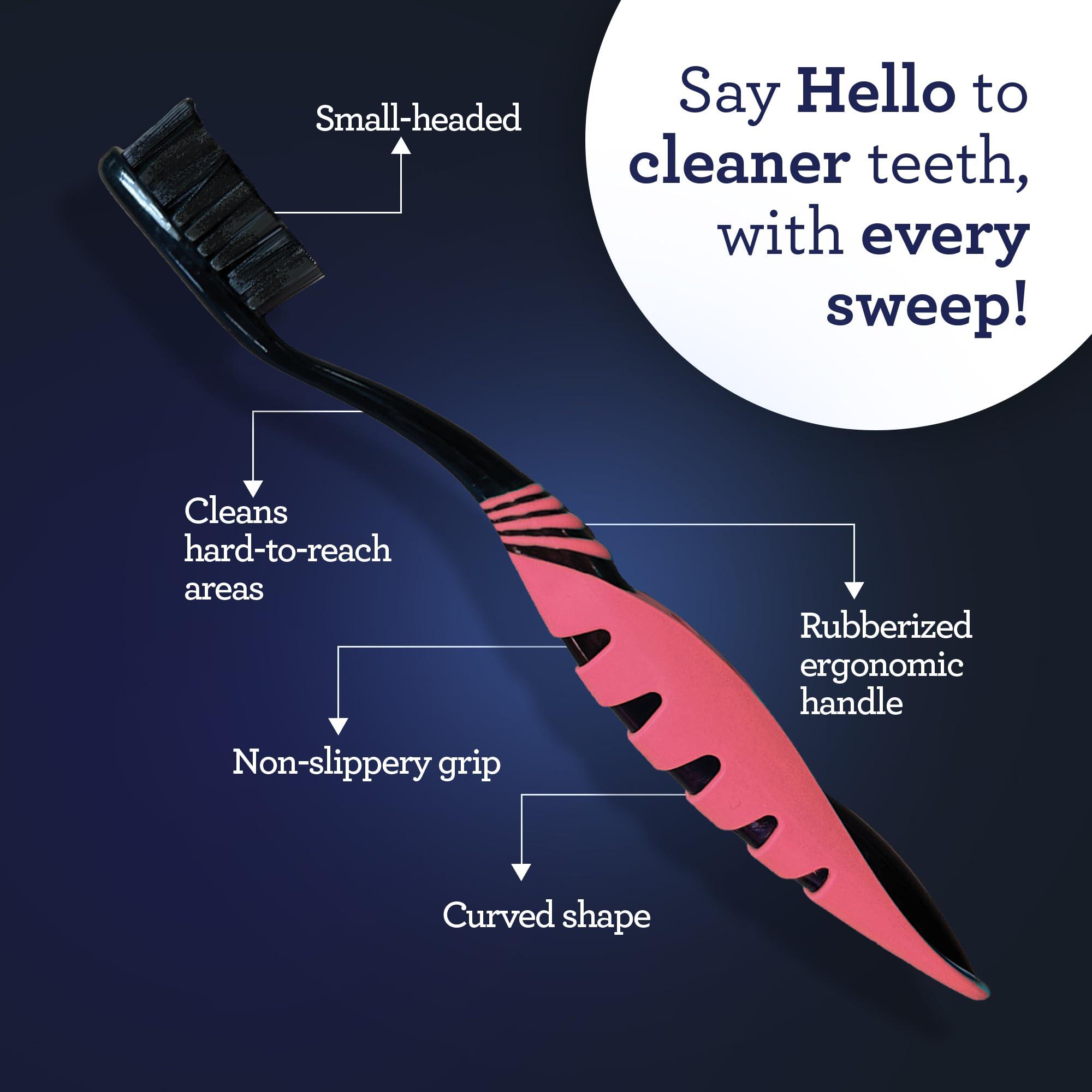 GuruNanda GuruNanda Charcoal Infused Toothbrush Soft Charcoal Bristles - Helps Clean Plaque, Whitens Teeth, and Aids in Fresh Breath BPA-Free Brush for Adults & Kids (6 Count)