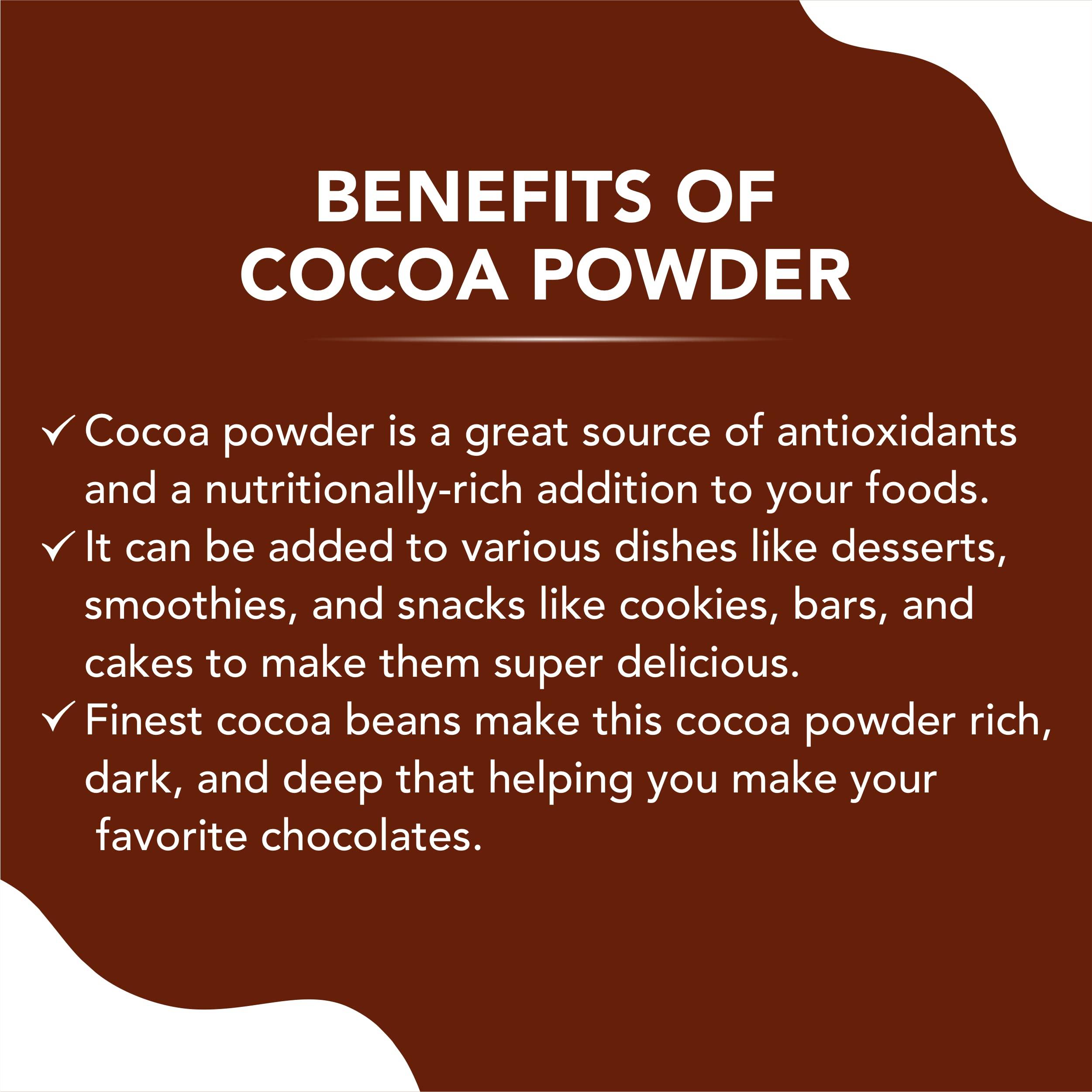 KOR KOR Natural Cocoa Powder - 400 Grams (Pack Of 1) | Used in Biscuits, Ice Cream, Dairy Drinks and Cakes | Shakes, Smoothies, Frosting Making | unsweetened Powder