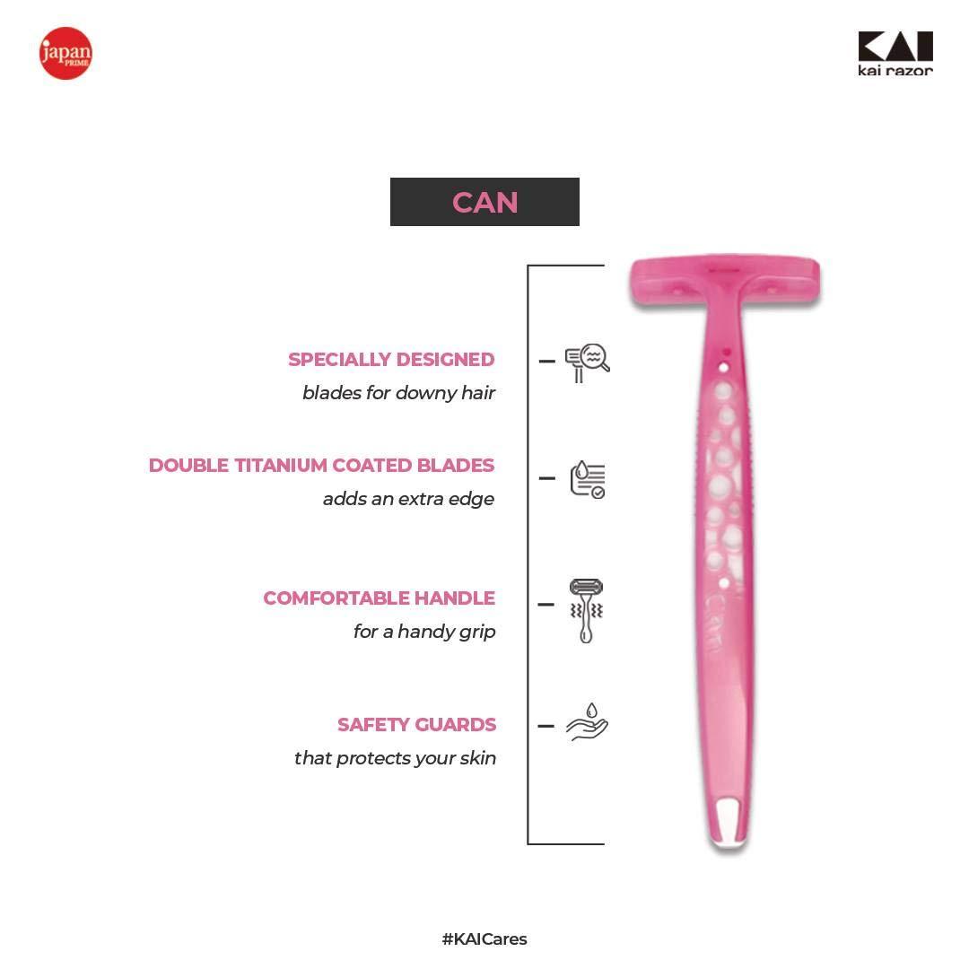 KAI Kai Can 1 Blade Body Razor For Women | For Easy & Safe Body Hair Removal, 10 count