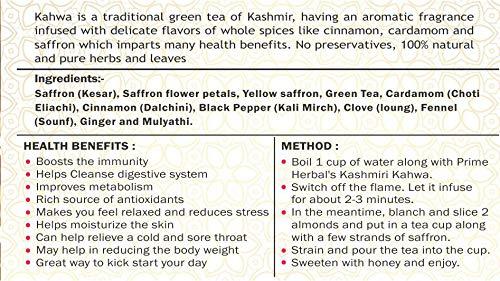 Prime Herbal Health Care Prime Herbal Health Care Kashmiri Kahwa 100 gm - Aromatic Traditional Green Tea infused with Whole Spices