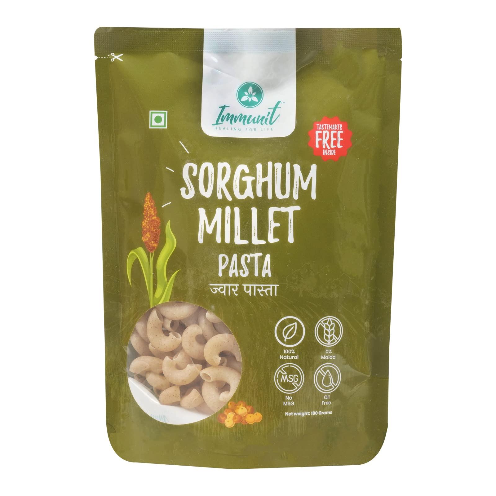 Immunit Immunit No Maida Jowar (Sorghum Millet) Pasta | Vegan, Not Fried, No MSG, No Preservatives | 180 Grams