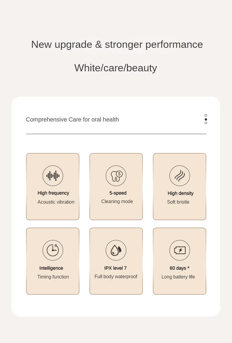 ROCKTECH ROCKTECH Adult Ausek Electric Toothbrush For Men & Women-5 Modes, 60-Day Battery Life, Waterproof, Usb Rechargeable, 3 Brush Heads (Pink), 1 count