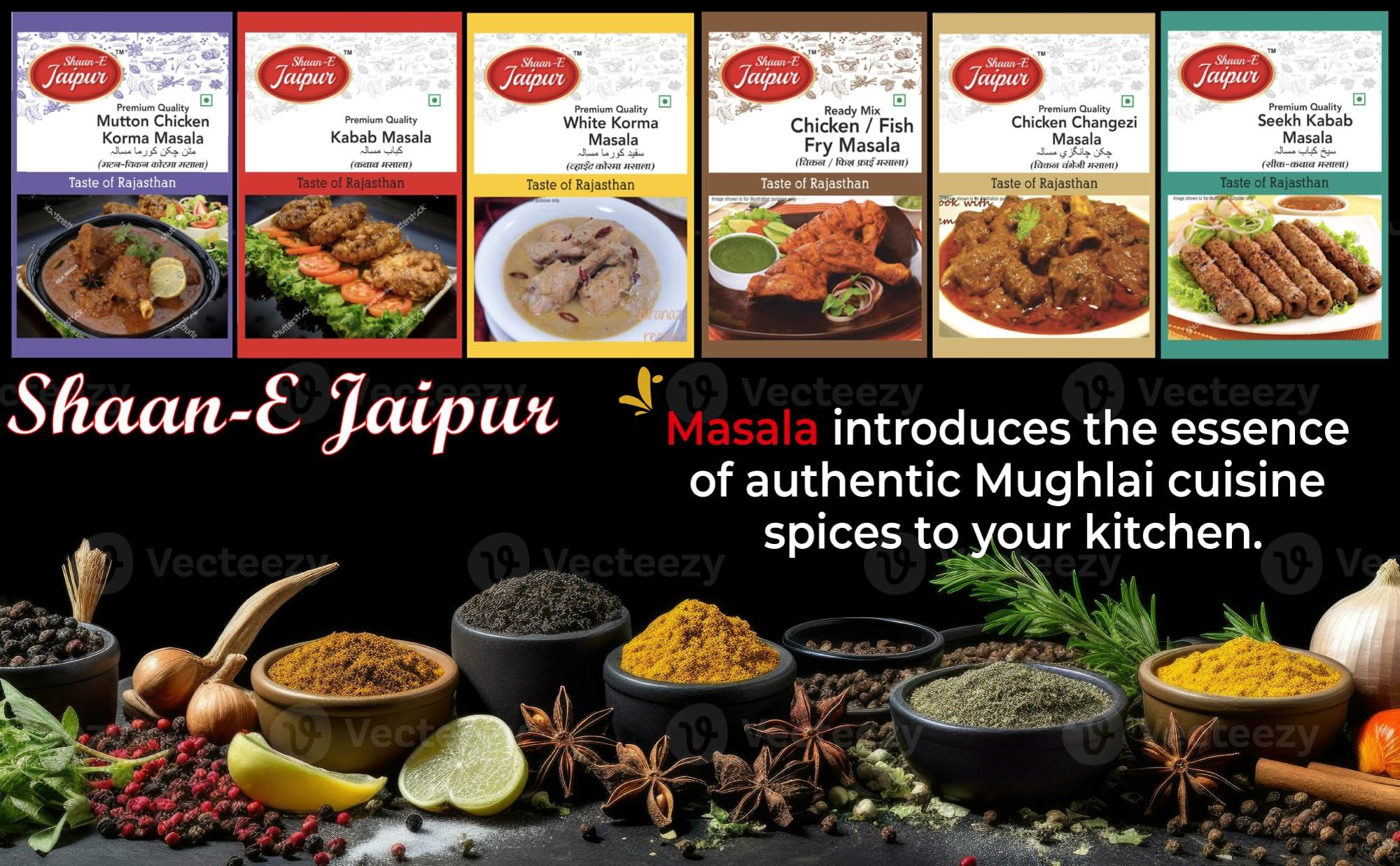 SHAAN-E JAIPUR Shaan-E Jaipur White Korma Masala | Shahi White Chicken Korma Masala | Natural Spices | Spice for Authentic Taste and Colour 50 gm Each (Pack of 1)
