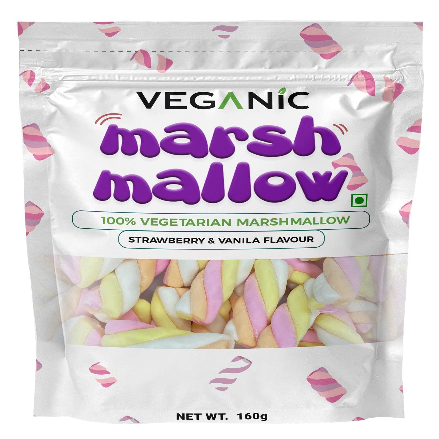 Veganic Veganic Marshmallows Pure Veg Pack Of 2 Twist & Rainbow Heart Shaped Vegetarian Marshmallow Candy Soft And Tasty Candy Perfect For Kids Adults 160 * 2 gm