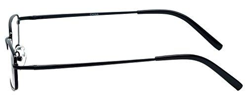 Calabria Calabria 753-XL Rectangle Metal Reading Glasses Men Women Designer One Power Distortion Free Readers Adjustable Nose Pads, Black, Extra Large
