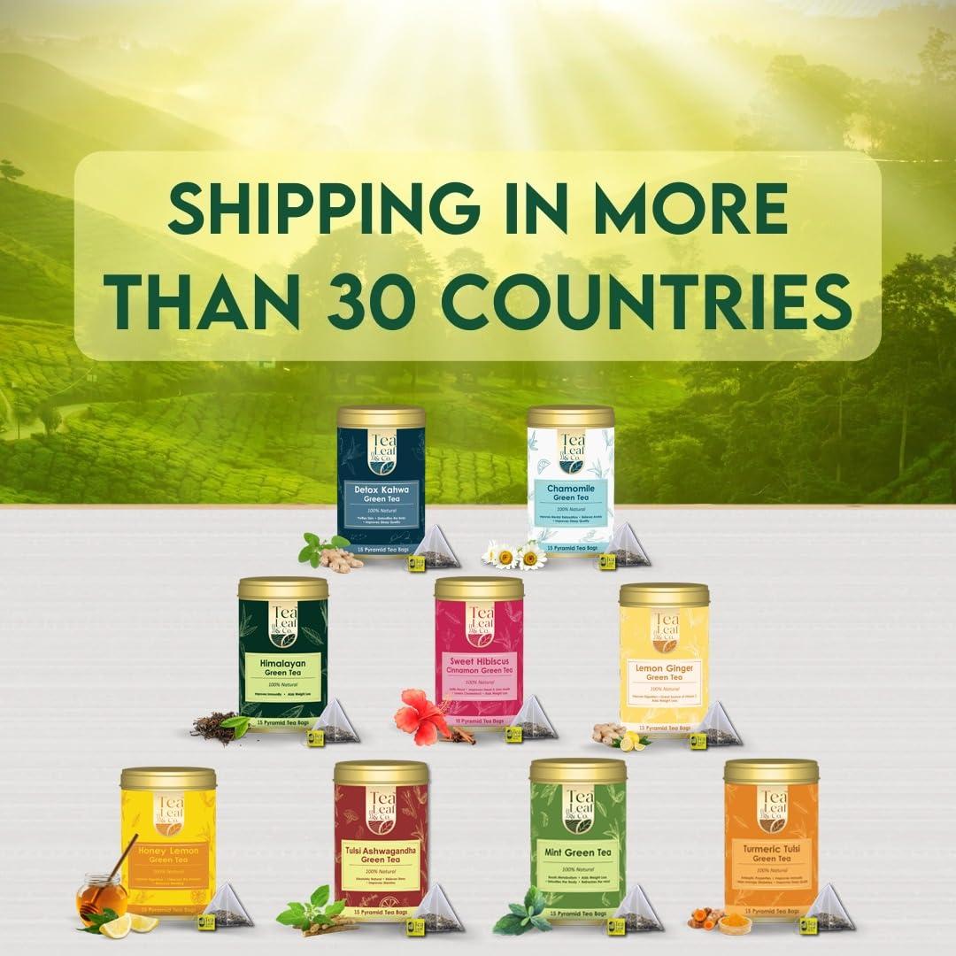 Tea Leaf & Co. Tea Leaf & Co. Sweet Hibiscus Cinnamon Green Tea (30 Pyramid Tea Bags Pack of 2) | Improves Immunity | Antiseptic Properties | Boost Sleep Quality - Brew Hot Tea or Iced Tea