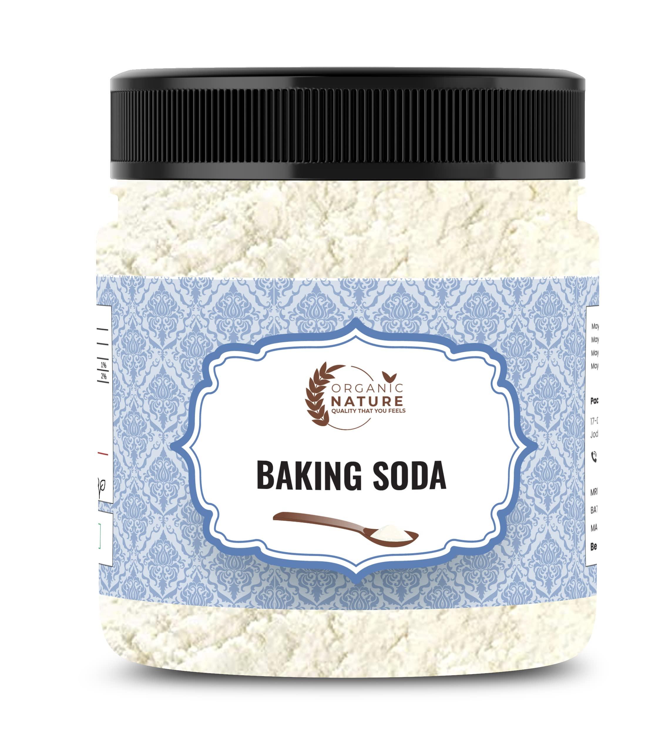 ORGANIC NATURE Organic Nature Baking Soda | Uses for Cleaning Face Skin Teeth Whitening Cooking Eating (Jar Pack) (250 Grams (Pack of 1 of 250 Grams))