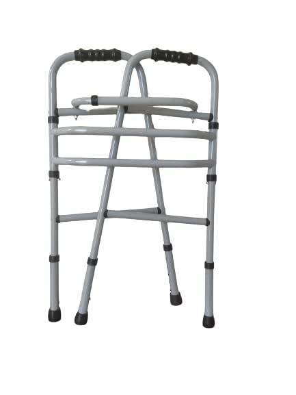 AMBITECH AmbiTech MS Height Adjustable & Double Bar Folding Walker for Adults, Senior Citizens and Patients (Made In India)