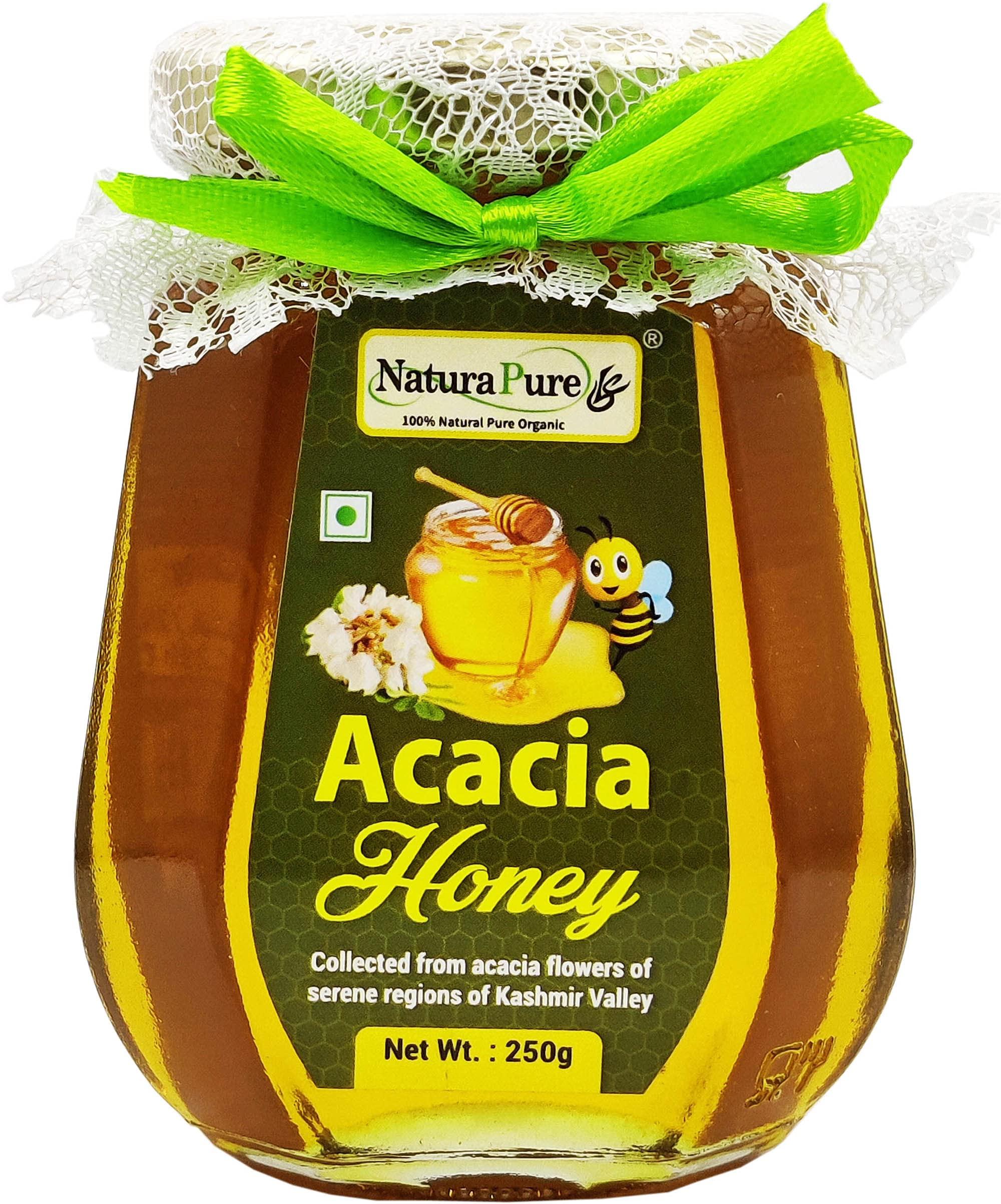 NATURAPURE LS Naturapure ls Acacia Flower Wild Forest Honey |100% Pure Honey Raw Natural Un-Processed,Un-Heated Honey | Pure and Natural Delight for Health and Taste | Lab Tested in Glass Jar-250gm X 3