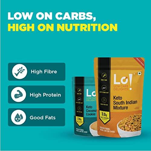 Lo! Low Carb Delights Lo! Foods - Keto Snacks Combo | Pack of 6 Delicious Keto Namkeen & Keto Cookies for Keto Diet | Superfood Low Carb Snack | Diet Snacks Food | Sugarfree Cookies - (200g x Pack of 6)