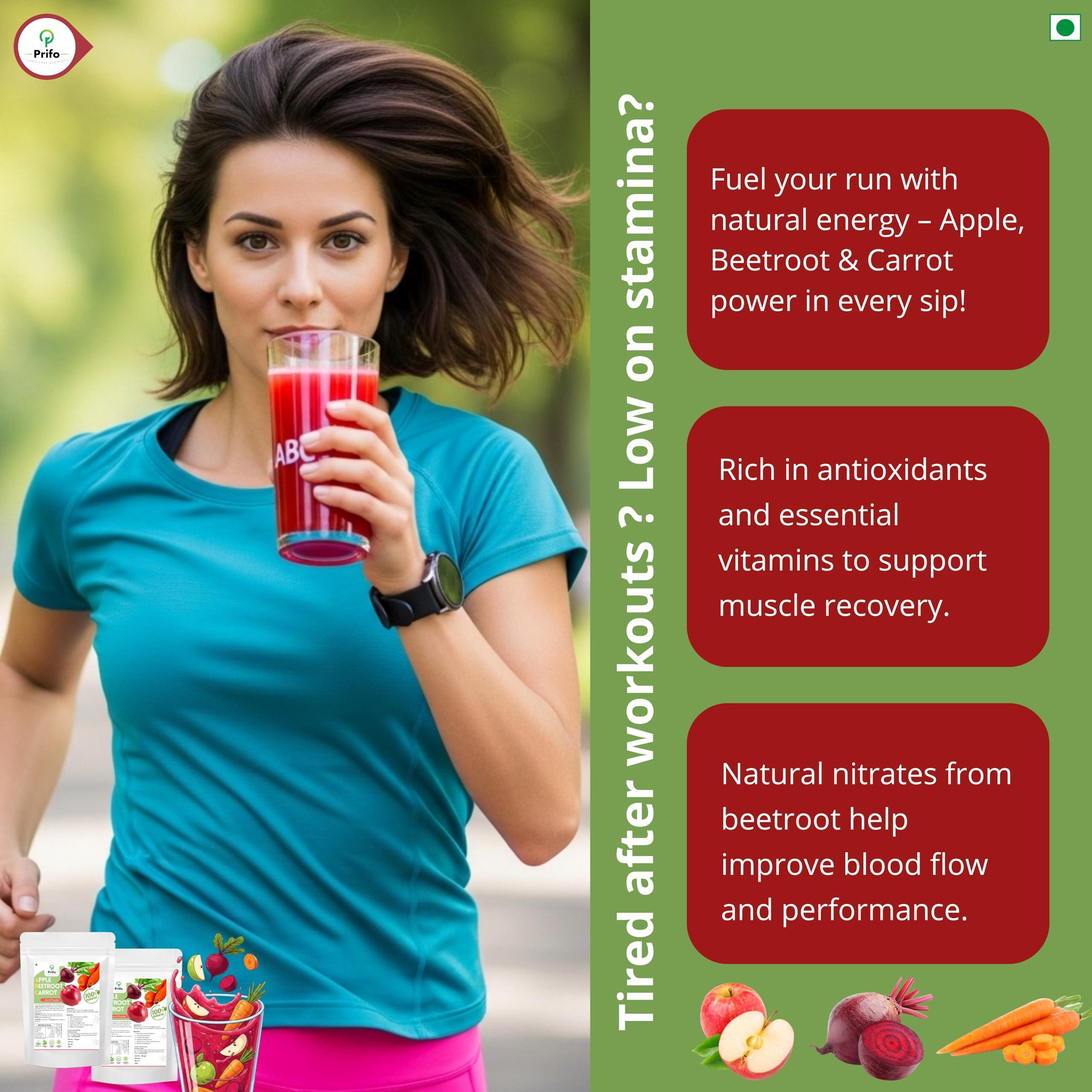 Prifo traditional goodness Prifo traditional goodness ABC Juice Powder - Apple Beetroot Carrot Juice Powder | Natural Drink | Instant | No White Sugar added | Chemical Free Processing - 250 Grams Pack.