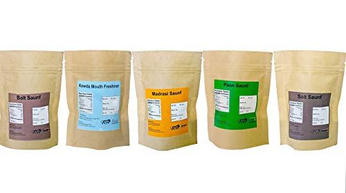 Zykaa Indori Zykaa Indori Combo of Mouth Freshner , Madrasi Saunf , Kewda Mouth Freshner, Bolt Saunf, Paan Saunf and Salt Saunf (5 pkt)